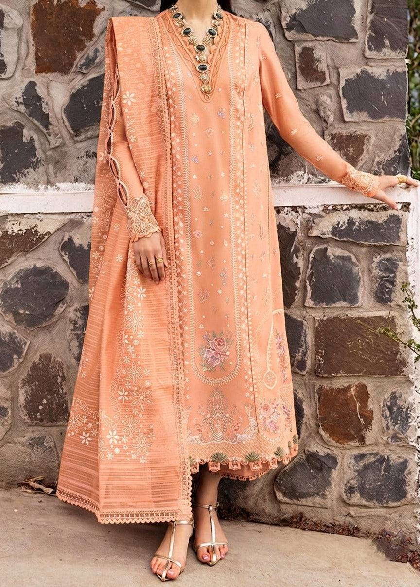 Grace S1442-Embroidered 3pc Lawn Dress With Printed Lawn Dupatta.