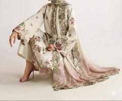 Grace S1400 - Embroidered 3pc Lawn Dress With Tie & Dye Chiffon Dupatta.
