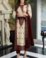 Grace S1469-Embroidered 3PC Lawn dress with Embroidered chiffon dupatta.