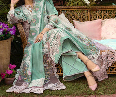 Grace S1484 - Embroidered 3pc Lawn Dress With Embroidered Khadi Net Dupatta.
