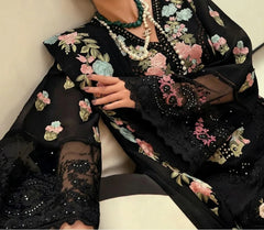 Grace Z-(S1490) - Stitched Embroidered 3pc Lawn Dress With Embroidered Organza Dupatta.