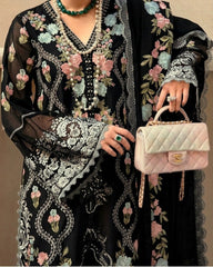 Grace S1490-Embroidered 3pc Lawn Dress With Embroidered Organza Dupatta.