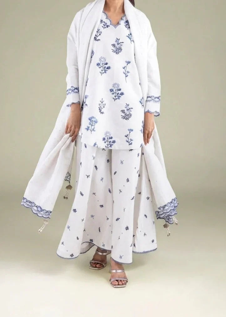 Grace Z-(S1485) - Stitched Embroidered 3pc Lawn Dress With Printed Lawn Dupatta.