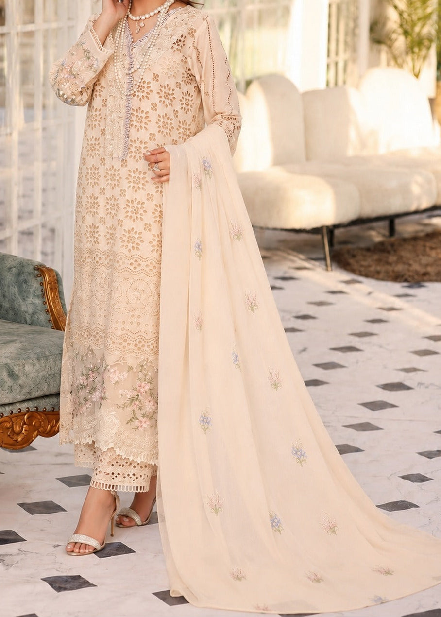Grace S1496 - Embroidered 3pc CHIKANKARI Lawn Dress With Printed Lawn Dupatta.