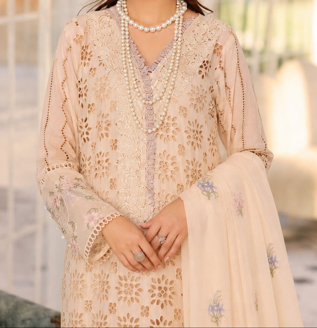 Grace S1496 - Embroidered 3pc CHIKANKARI Lawn Dress With Printed Lawn Dupatta.