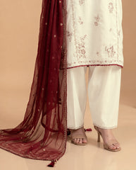 Grace S1433 - Embroidered 3pc Lawn Dress With Embroidered Chiffon Dupatta.