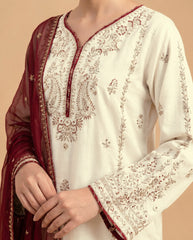 Grace S1433 - Embroidered 3pc Lawn Dress With Embroidered Chiffon Dupatta.