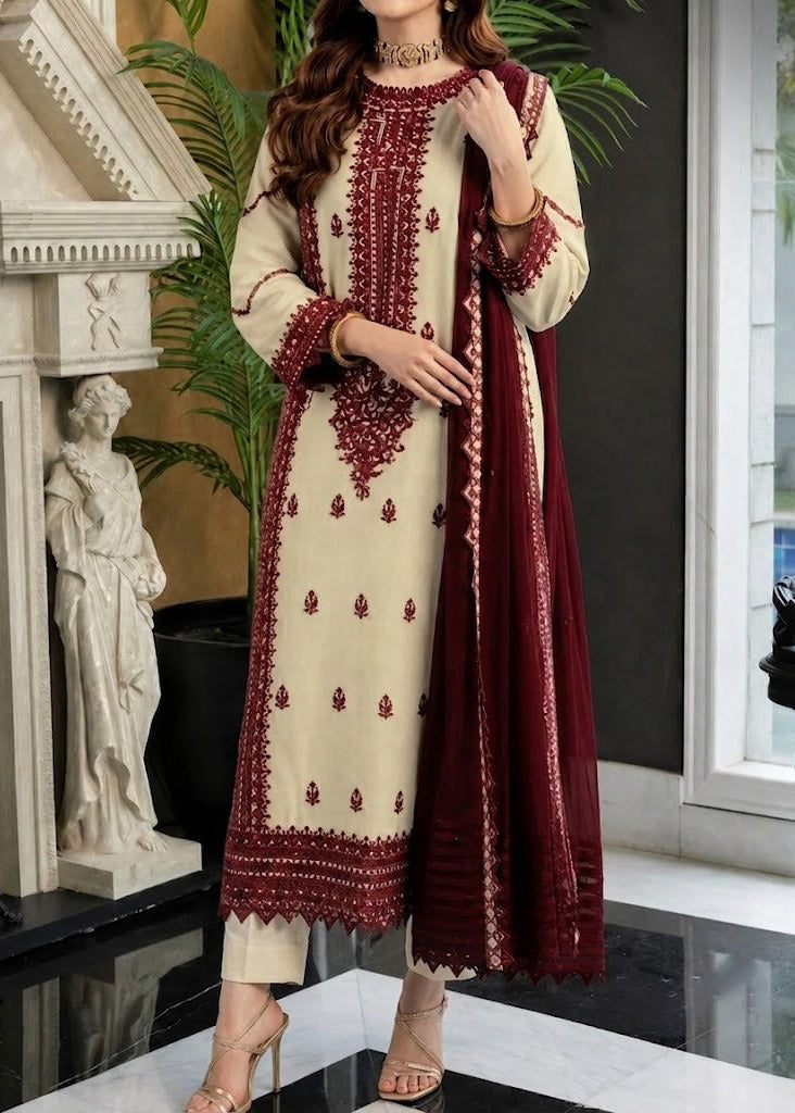 Grace S1469-Embroidered 3PC Lawn dress with Embroidered chiffon dupatta.