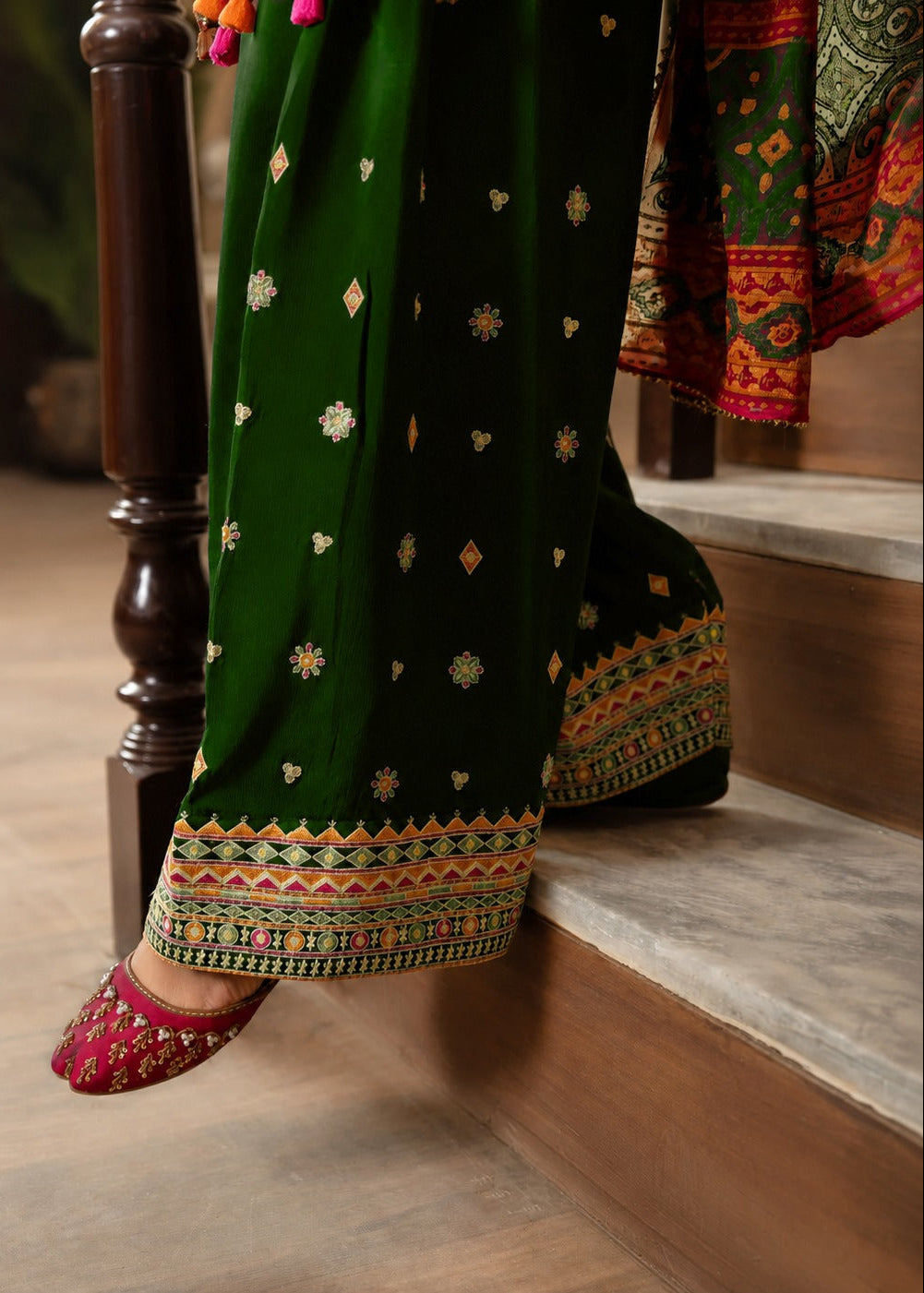 Grace W1093 - Embroidered 3pc Marina Dress With Printed Shawl.