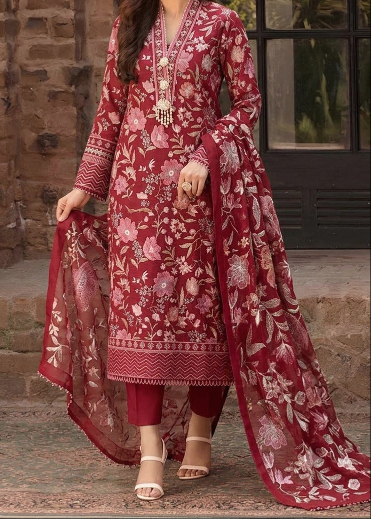 Grace S1559 - Embroidered 3pc Lawn Dress With Embroidered Chiffon Dupatta.