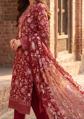 Grace Z-(W1045) - Stitched Embroidered 3pc Marina Dress With Embroidered Chiffon Dupatta.