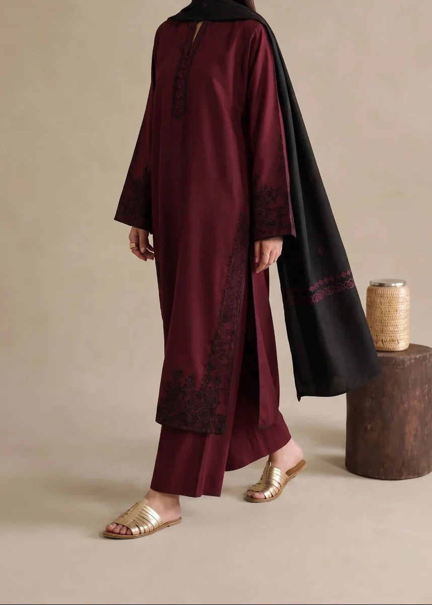 Grace Z-(S1574)- Stitched Embroidered 3pc Lawn Dress With Printed voile Dupatta.