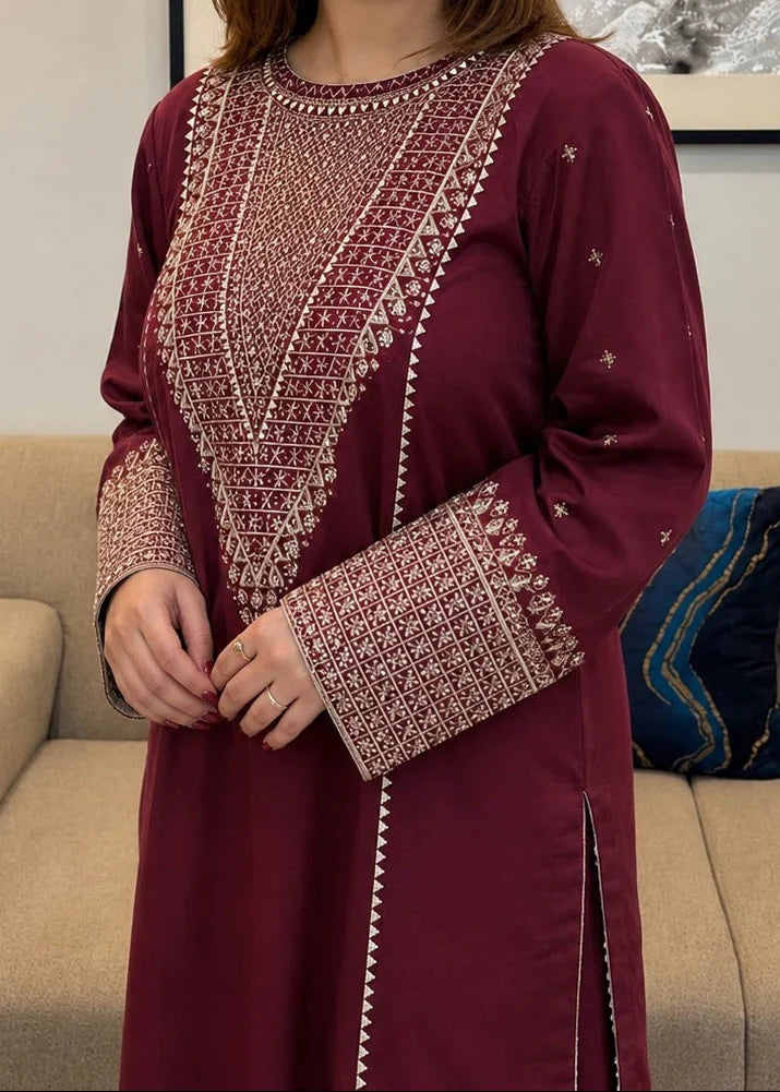 Grace Z-(W1077) - Stitched Embroidered 2pc Marina Dress.