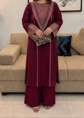 Grace Z-(W1077) - Stitched Embroidered 2pc Marina Dress.