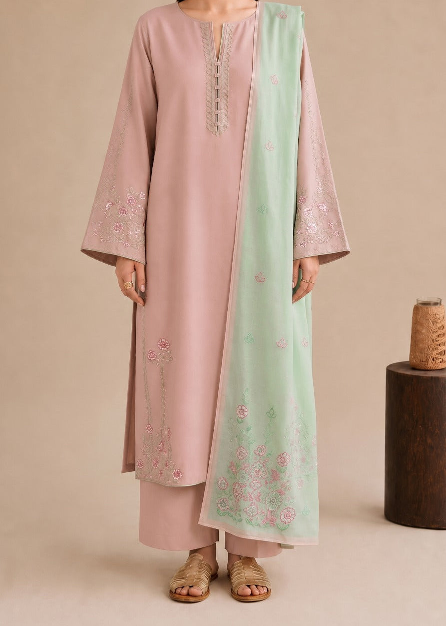 Grace W1102 - Embroidered 3pc Marina Dress With Printed Shawl.