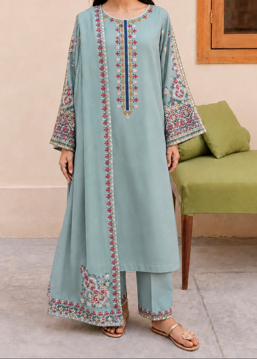 Grace S1591-Embroidered 3pc Lawn Dress With Embroidered chiffon Dupatta.