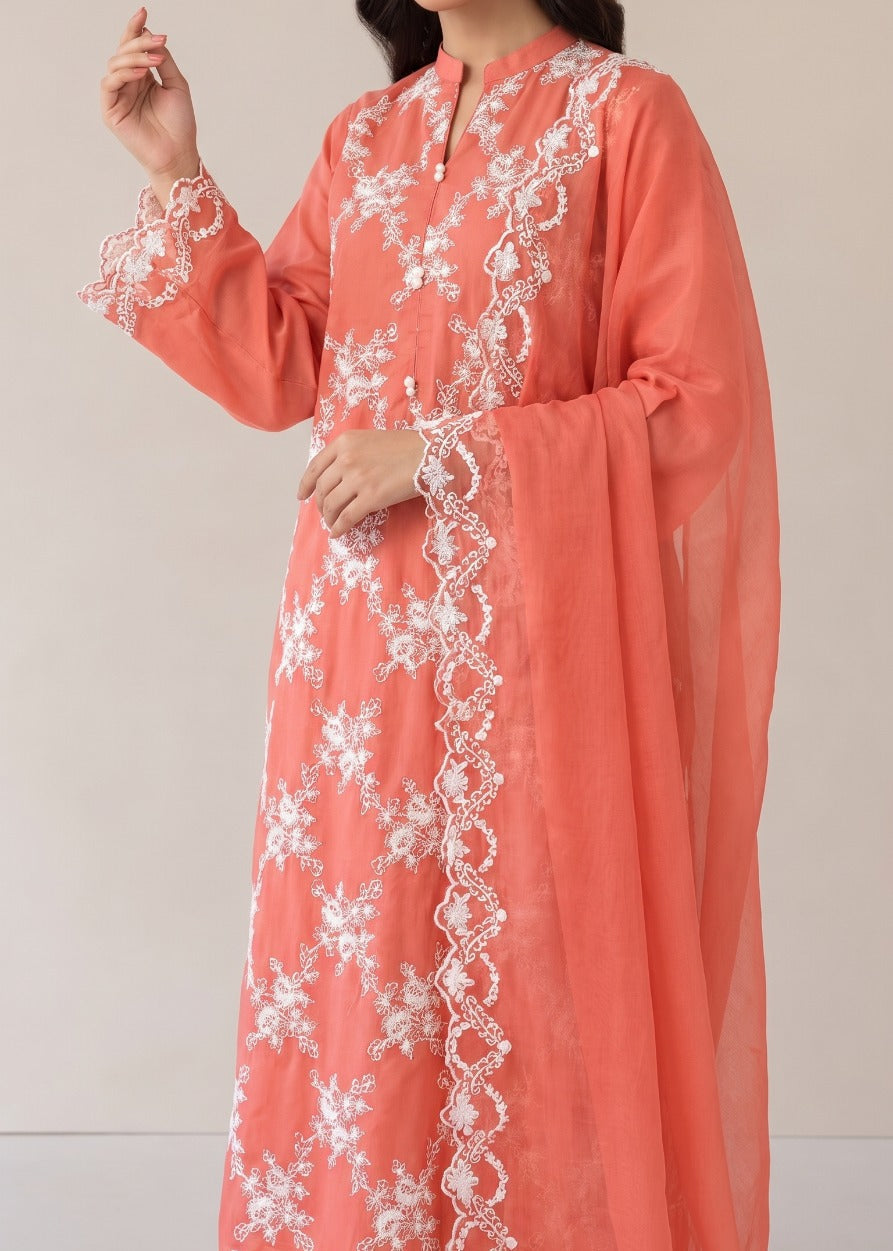 Grace S1609 - Embroidered 3pc Lawn Dress With Embroidered Chiffon Dupatta.
