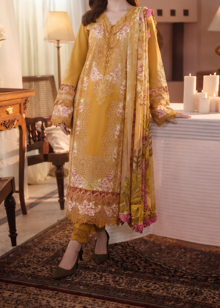 Grace S1608 - Embroidered 3pc CHIKANKARI Lawn Dress With Printed Lawn Dupatta.