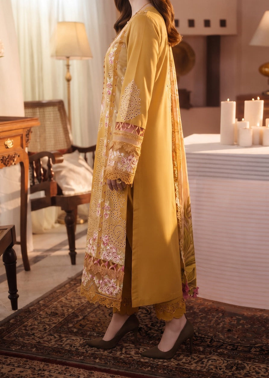 Grace S1608 - Embroidered 3pc CHIKANKARI Lawn Dress With Printed Lawn Dupatta.