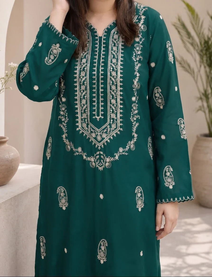 Grace Z-(W1031) - Stitched Embroidered 2pc Marina Dress.