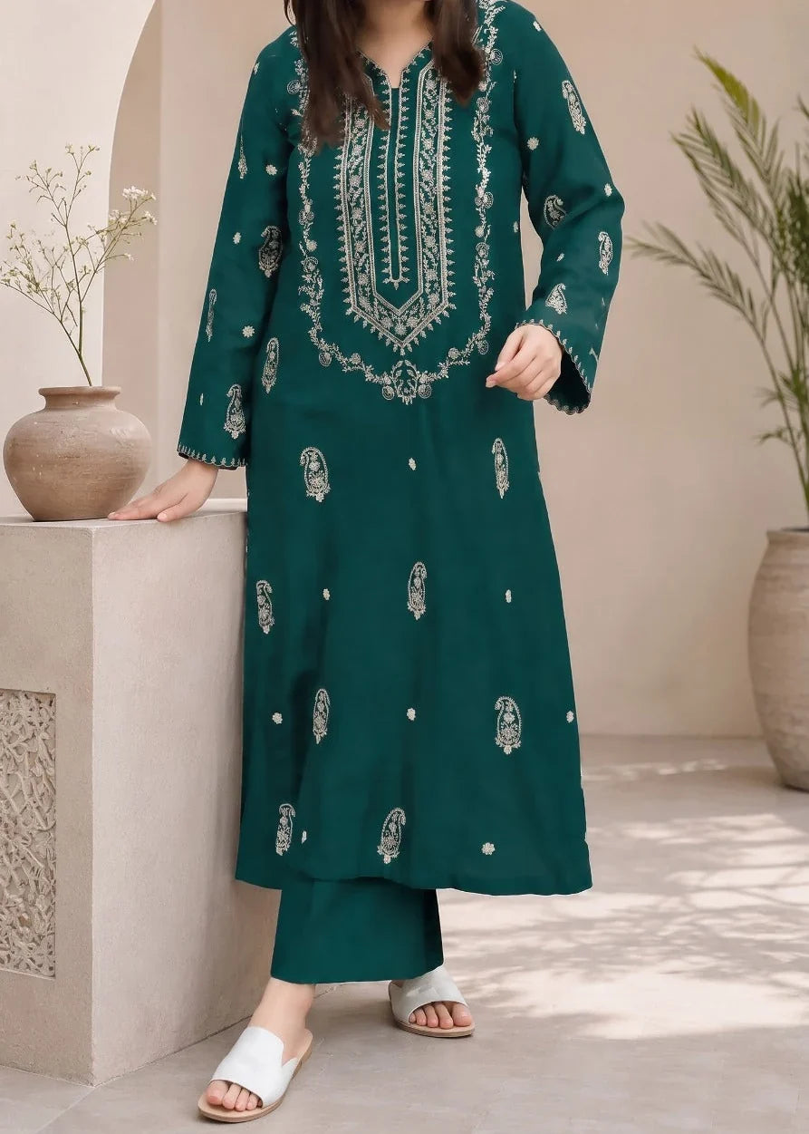 Grace Z-(W1031) - Stitched Embroidered 2pc Marina Dress.