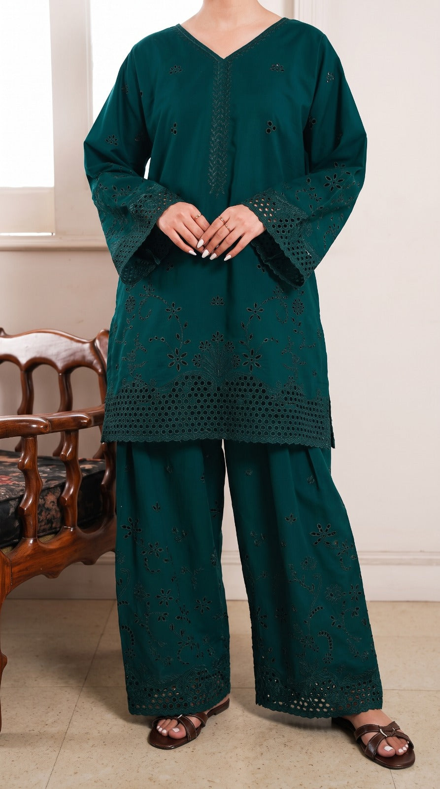 Grace W1030 - Embroidered CHIKANKARI 2pc Marina Dress.