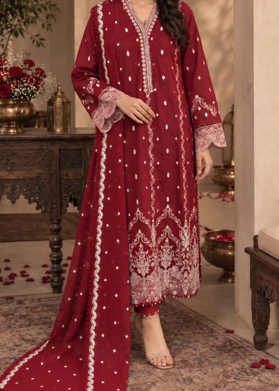 Grace W1104 - Embroidered 3pc Marina Dress With Embroidered Marina Shawl.