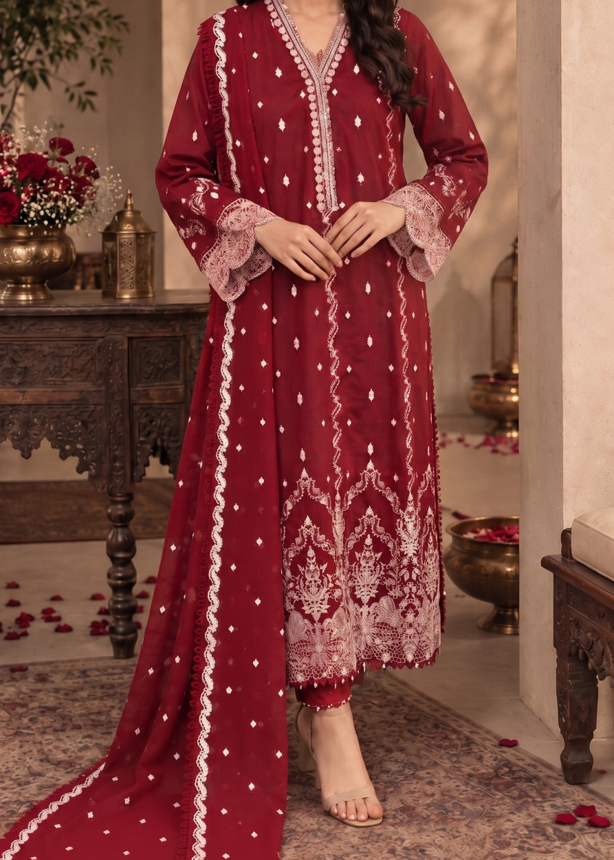Grace W1104 - Embroidered 3pc Marina Dress With Embroidered Marina Shawl.