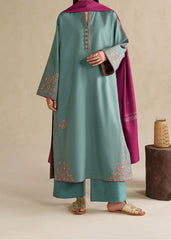 Grace W978-Embroidered 3pc Marina Dress With Printed Shawl.