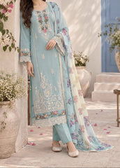 Grace W1116 - Embroidered 3pc Marina Dress With Printed Shawl.