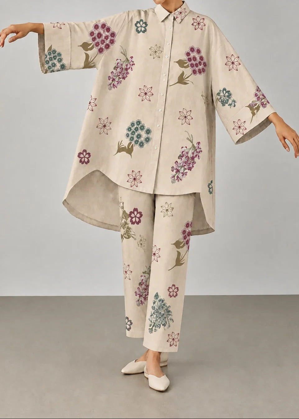 Grace Z-(W1064 ) - Stitched Digital Printed 2pc Silk Dress.