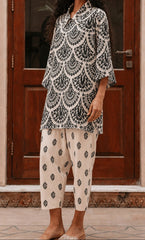 Grace W1067 - Digital Printed 2pc Silk Dress.