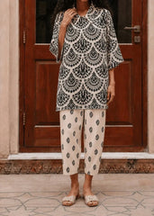 Grace Z-(W1067) - Stitched Digital Printed 2pc Silk Dress.