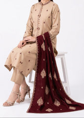 Grace W1081 - Embroidered 3pc Marina  Dress With Printed Shawl.