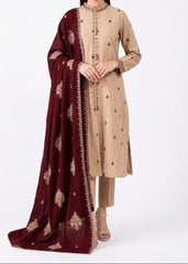 Grace W1081 - Embroidered 3pc Marina  Dress With Printed Shawl.