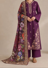 Grace W1090 - Embroidered Sequence 3pc Marina Dress With Printed Shawl.