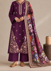 Grace W1090 - Embroidered Sequence 3pc Marina Dress With Printed Shawl.