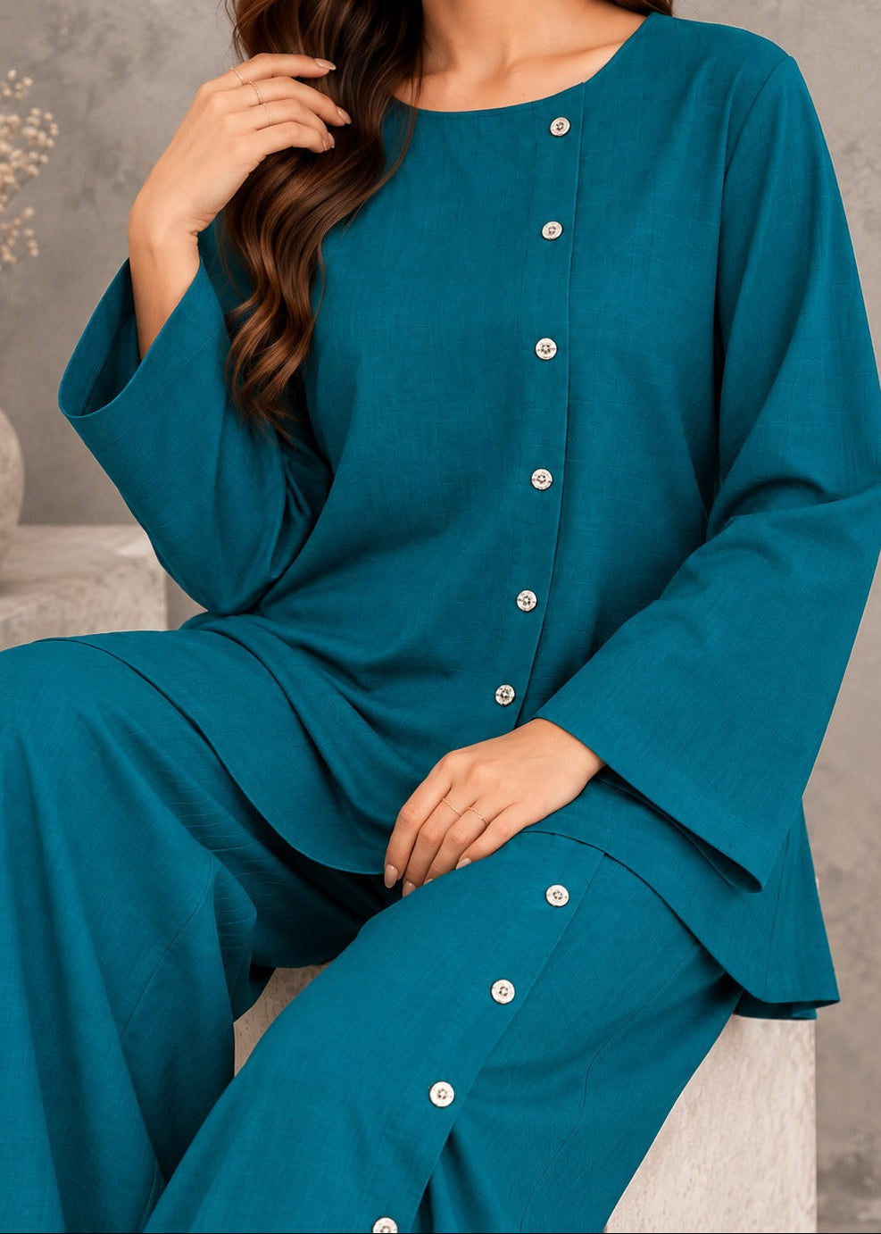 C-S 072- STITCHED 2PC LAWN CO-ORD SET.