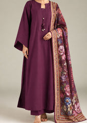 Grace W1101 - Dyed 3pc Marina Dress With Printed Polyester Shawl.