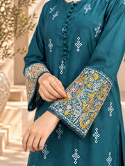 Grace W1083 - Embroidered 3pc Chikankari Marina  Dress With Printed Shawl.
