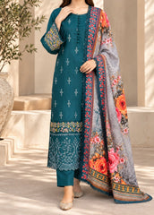 Grace W1083 - Embroidered 3pc Chikankari Marina  Dress With Printed Shawl.