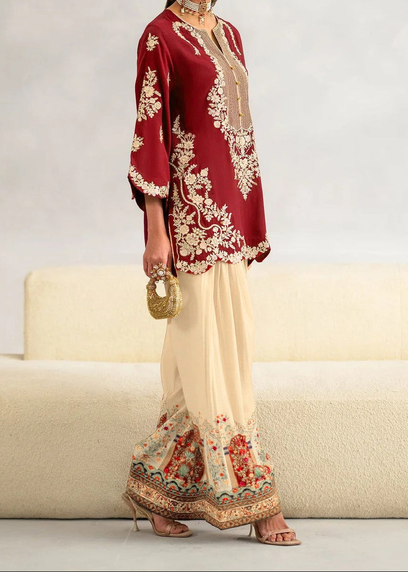 Grace W1115 - Embroidered 2pc Silk Dress.