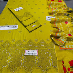 Grace S1107-Embroidered 3pc CHIKANKARI Lawn dress with Printed Munar Dupatta.