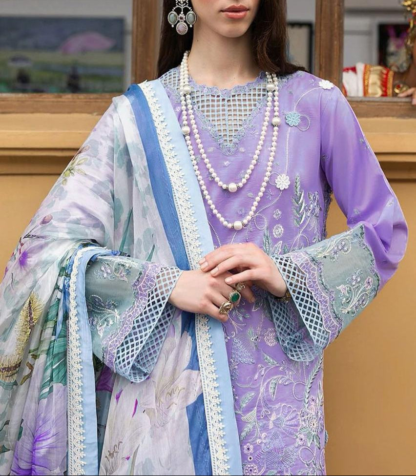 Grace S1200-Embroidered 3pc Lawn Dress With Printed Munar Dupatta.