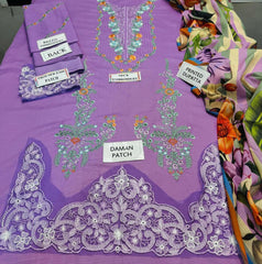 Grace S1192-Embroidered 3pc CHICKANKARI Lawn Dress With Printed Munar Dupatta.