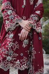 Grace S1201-Embroidered 3pc Lawn Dress With Embroidered Net Dupatta.