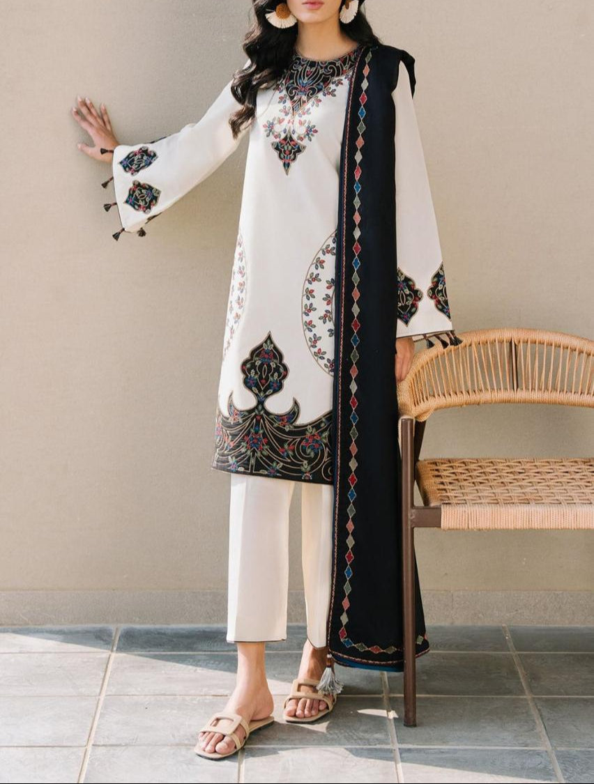 Grace S1202-Embroidered 3pc Lawn Dress With Embroidered Chiffon Dupatta.