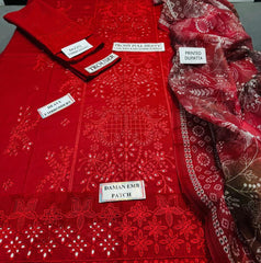 Grace S1198-Embroidered 3pc CHICKANKARI Lawn Dress With Printed Munar Dupatta.