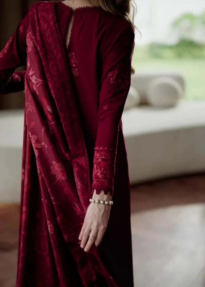 Grace W896-Embroidered 3pc Marina Dress With Printed Shawl.