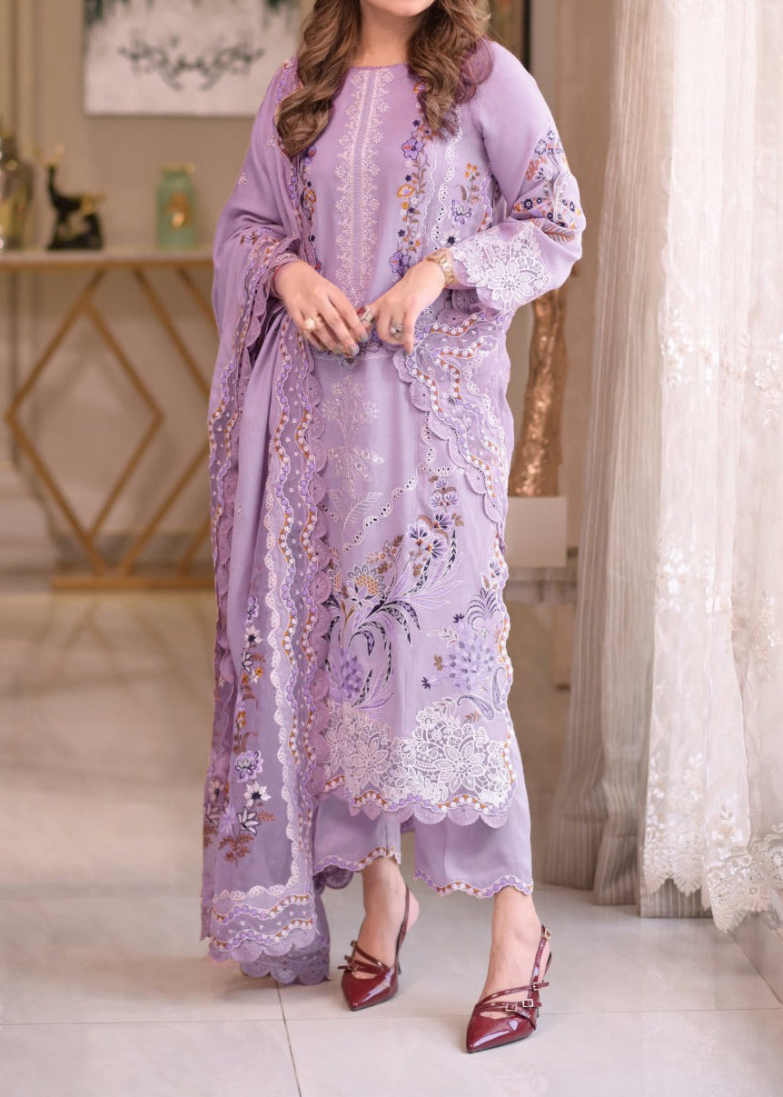 Grace S1482 - Embroidered 3pc CHIKANKARI Lawn Dress With Embroidered Cotton Net Dupatta.